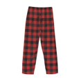 thumbnail image 5 of Goofa Red Black Plaid Printed Soft Pajama Pants for Men, Wide Leg Comfy Casual Lounge Yoga Pants-X-Large, 5 of 9