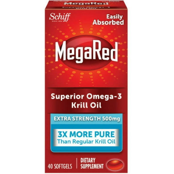 Mega Red Extra Strength Omega 3 Krill Oil Softgels, 500 Mg, 40 Ct, 6