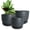 Black With Green Speckles, variant on Plant Pots 10/9/8 inch, Set of 3 Modern Decorative Plastic Planters with Drainage Holes and Saucers for House Plants Indoor Flowers Plants