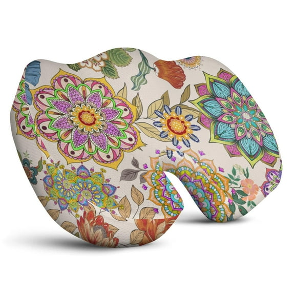 Premium Floral Pattern Memory Foam Seat Cushion Ergonomic Chair Pad for Office Chair, Car, Airplane & Bleachers Sciatica, Tailbone Hip & Back Pain Relief - Chair Cushion for Long Office Workers.