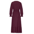 thumbnail image 4 of IROINNID Long Dress for Women Formal Wedding Guest Formal Dress Fall And Winter New Slim Dress Collar Bubble Sleeve Pleated Skirt,Burgundy, 4 of 5