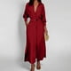 thumbnail image 2 of Vestido liso de mujer con cinturón, manga larga y escote en V profundo, poliéster y spandex, estilo informal y elegante, tallas S-XXXL, 2 of 5