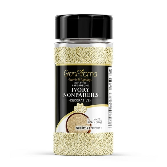 GranAroma Ivory Nonpareils, Decorative Sprinkles, Cakes & Cookies, Bakery Staple 6.5 Oz