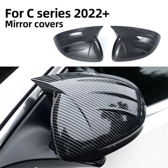 Zyutaosan Carbon Fiber Look Side Mirror Cover Cap Trim For 2022-2025 Benz W206 C-Class C300 Amg