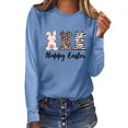 thumbnail image 3 of Easter Graphic Tee for Women Casual Long Sleeve T Shirt Holiday Print Lightweight Top Blue L, 3 of 5