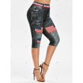 thumbnail image 2 of Más el tamaño de la mariposa de la bandera americana Imprimir recortada Jeggings Rosegal Leggings de talla grande, 2 of 5