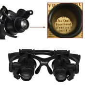 Fishing Glasses 10X 15X 20X 25X Led Glasses Jeweler Watch Repair Magnifier Magnifying Double Eye Glasses Loupe Lens Measurement Tools Black