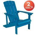 thumbnail image 3 of BizChair Set of 2 Charlestown All-Weather Poly Resin Wood Adirondack Chairs in Blue, 3 of 13