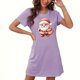 thumbnail image 1 of Camisón corto navideño para mujer, talla grande, cuello redondo, manga corta, estampado en el pecho, vestido de noche para mujer, 1 of 3