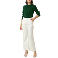 thumbnail image 3 of MODA NOVA Juniors Ruffled Trim Button Down Stand Collar Long Sleeve Blouse Top, 3 of 7