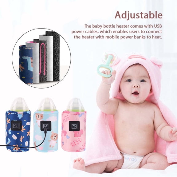 Viflosae USB Bottle Warmer Portable Milk Warm Bag Thermal Insulation Constant Warmth for Baby Bottles Travel Milk Heating Set for Outdoor Use
