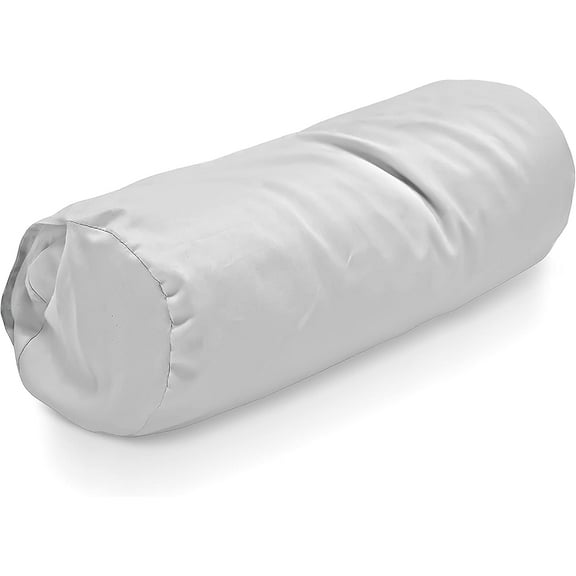 Organic Cotton Fabric 4x12" Neck Roll Pillowcase - Soft Washable Sateen Weave Pillow Cover - Made in USA, White