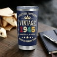 thumbnail image 2 of 80th Birthday Gifts Men Women 80th Birthday Decorations Vintage 1945 Cup 80 Year Old Cool Birthday Gifts Him Her 20 Oz Stainless Steel Tumbler, 2 of 6