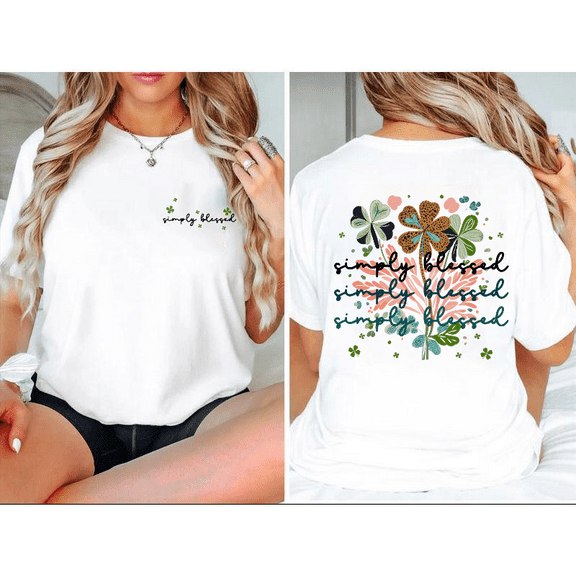 Blessed Life Tee Flower Design Soft Fashion Short Sleeve Round Neck Cotton Comfort Fit Colors White Sizes S-5XL