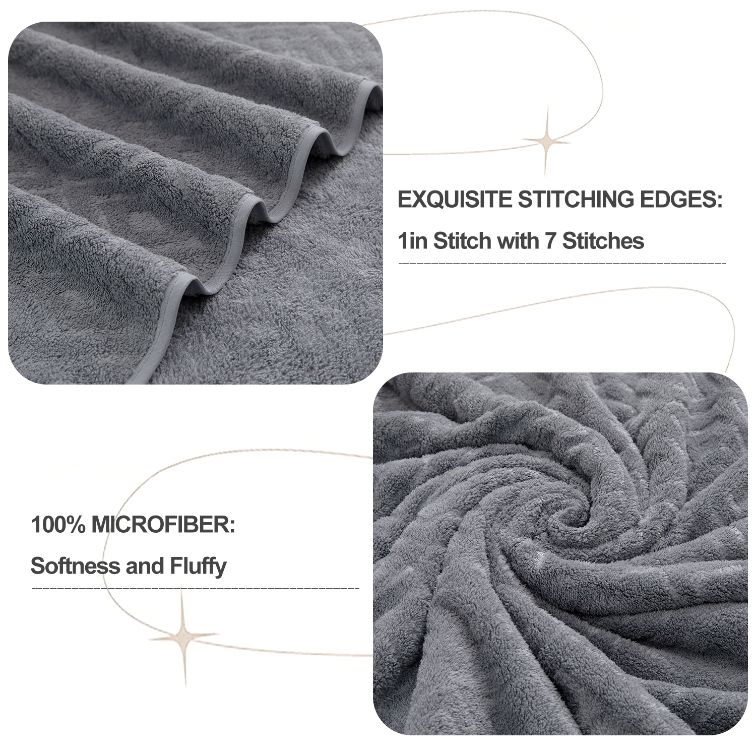 12 Piece Family Towels Set for Bathroom, Quick Drying, High Absorbent Ultra Soft Towel Sheet, Includes 4 Bath Towels, 4 Hand Towels, & 4 Washcloths (Dark Gray)