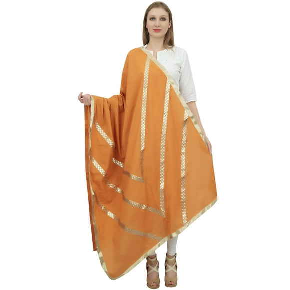 Phagun Designer Indien Femme Chunni Coton Dupatta Ethnique Étole Foulards-Orange Clair