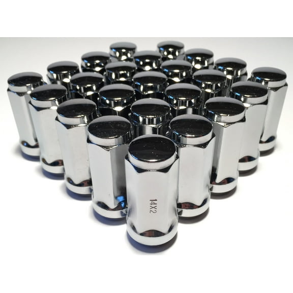 Coyote 24 Chrome 14x2 Lug Nuts 1.9" Long Bulge Acorn with 3/4" Hex Ford Expedition F150