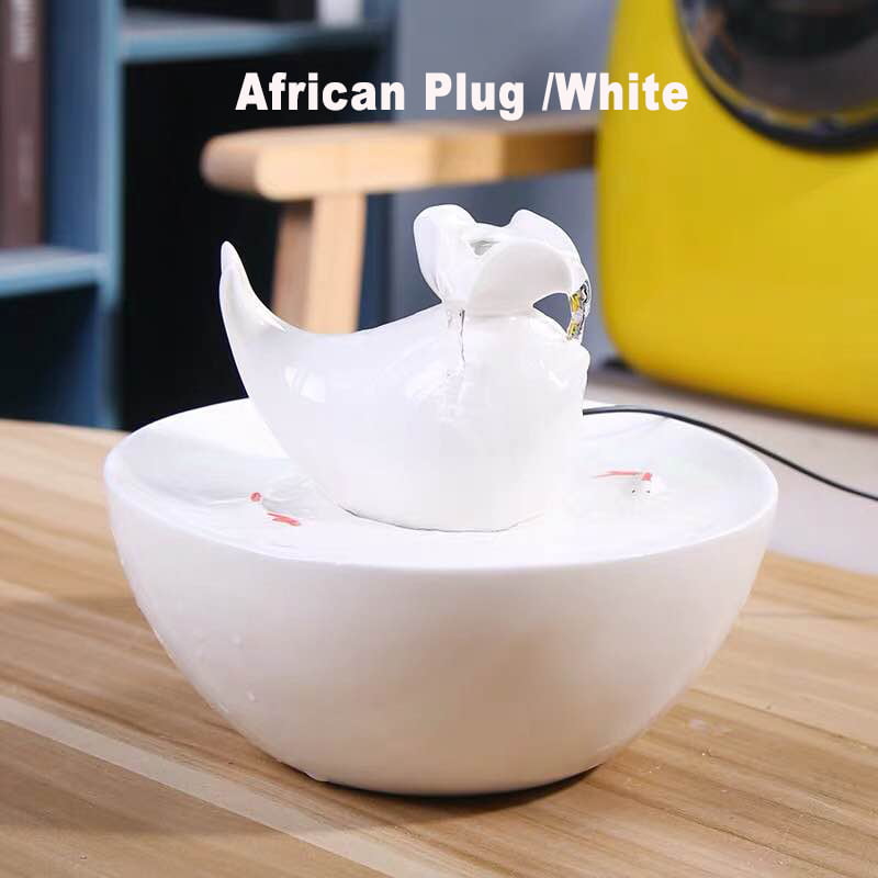 Ashui Cat Ceramic Water Fountain Drinking Water Fountain Pet Electric Water Dispenser Healthy Drinking Bowl for Cats and Small Dogs