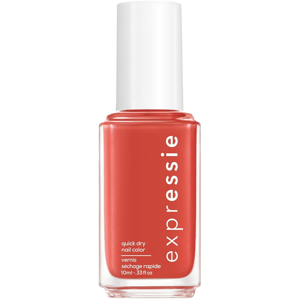 essie expressie quickdry nail polish, claytoned red nail polish, hustle n' bustle, 0.33 fl. oz