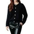 thumbnail image 3 of Women Open Front Cardigan Sweaters Long Sleeve Button Down Jacket Fall Clothes Winter Coats Black M, 3 of 8