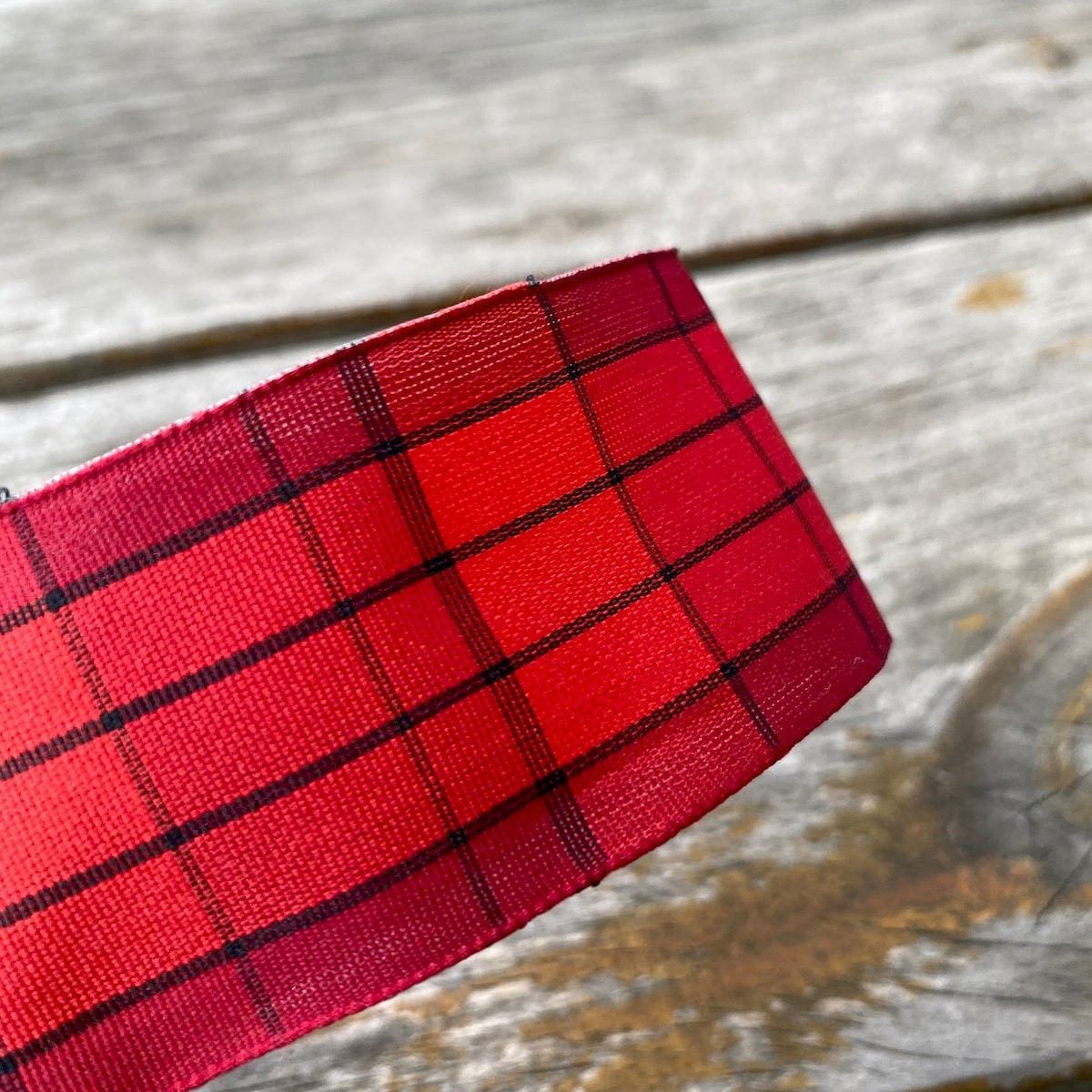 Red And Black Checked Wired Ribbon