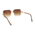 thumbnail image 4 of Womens Ribbon Jewel Designer Style Rimless Oversize Rectangle Sunglasses Gold - Brown, 4 of 4