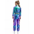 thumbnail image 2 of Zaldita Kids Girls 2 Piece Holographic Street Jazz Hip Hop Modern Dance Outfit Flap Pocket Zip Up Jacket with Pants Set Blue 14, 2 of 7