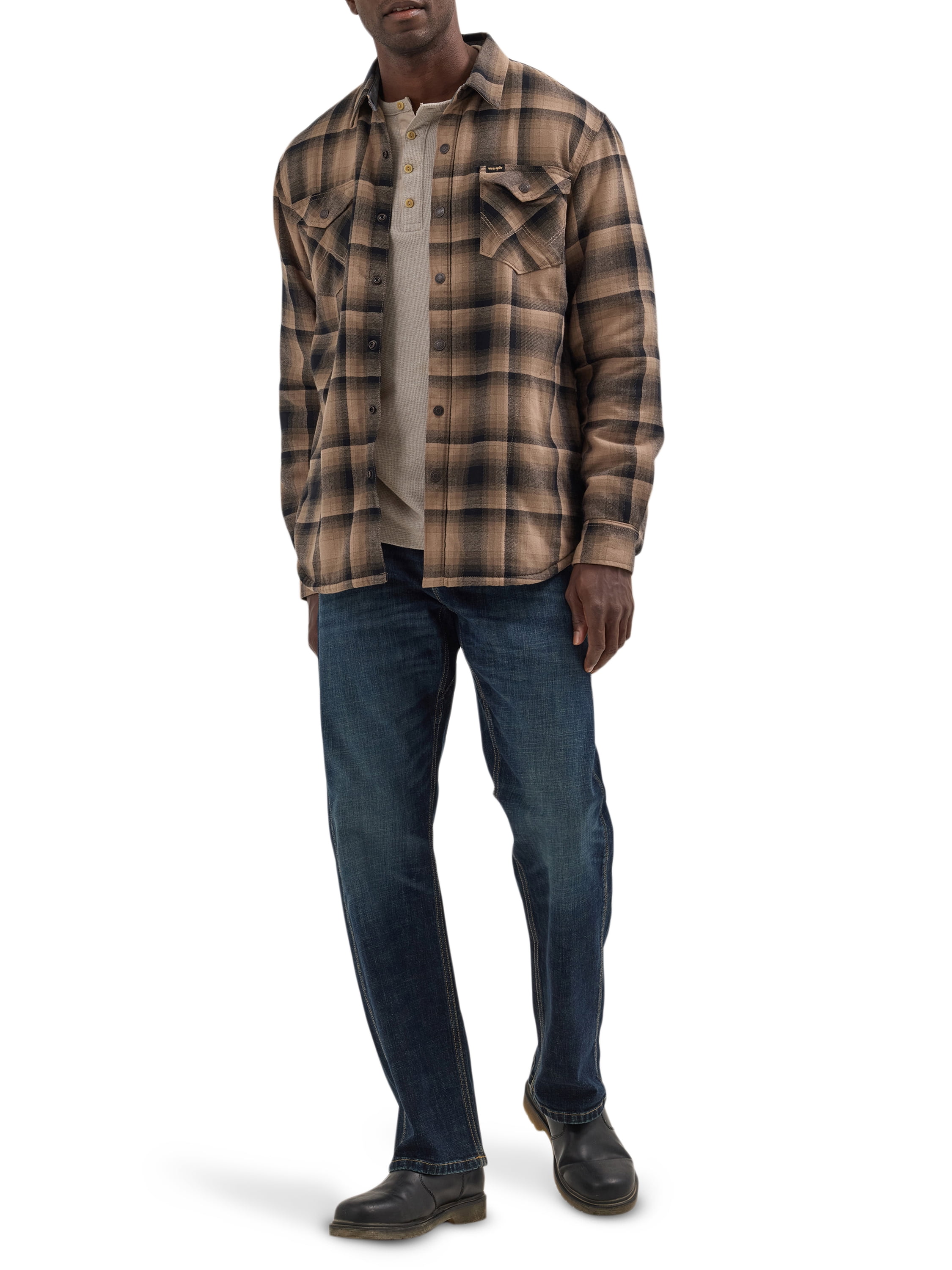 Wrangler® Men's and Big Men's Sherpa Lined Relaxed Fit Heavyweight Shirt Jacket, Sizes S-2XL