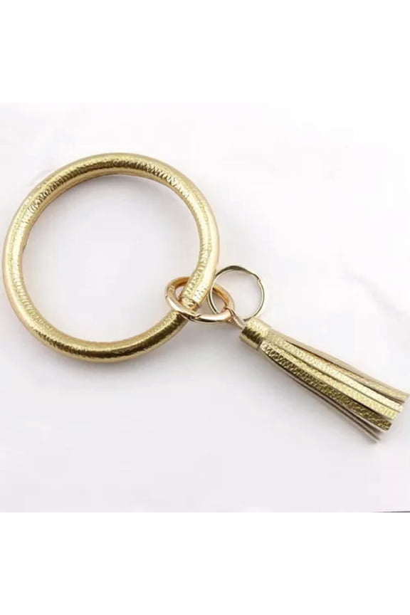 Keyring Bangles Bracelets with Leather Tassel Bangle Keychain Bracelet Women