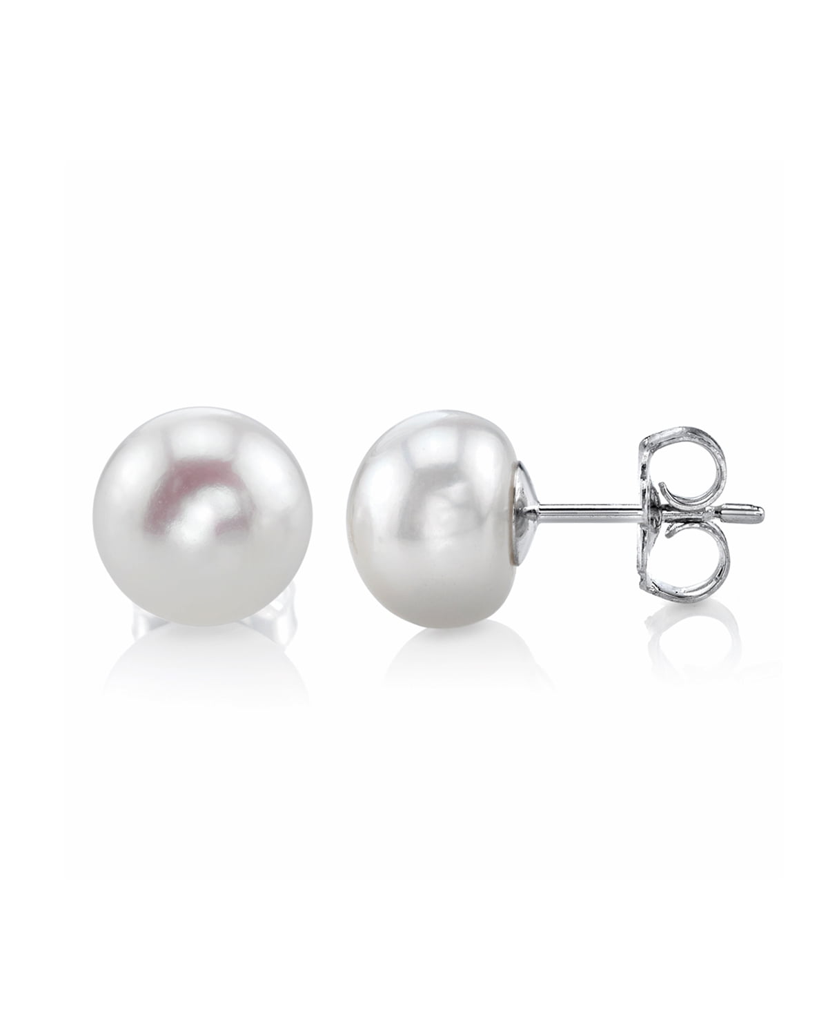 Handpicked 8.5-9mm Freshwater Cultured Pearls 925 Sterling Silver Stud Post Dangling Earrings CZ Halo