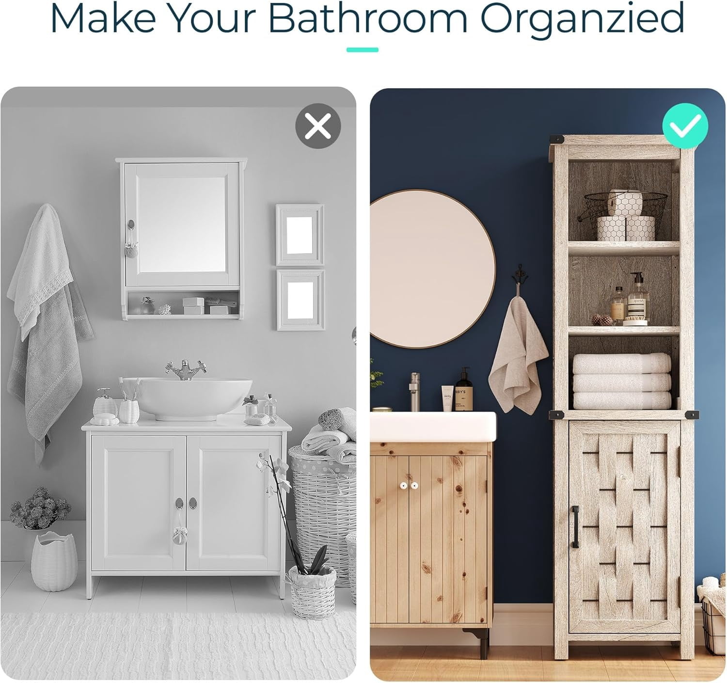 Narrow Farmhouse Storage Cabinet with Door and Adjustable Shelves for Corner Light Gray