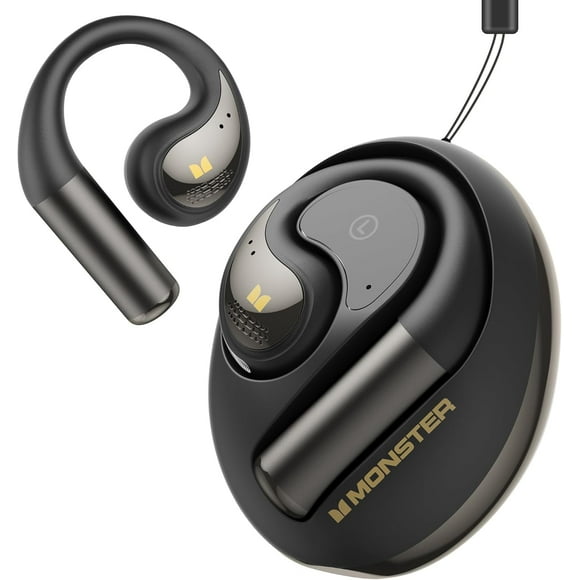 Monster Open Ear Headphones, Bluetooth 5.4 Wireless Headphones with Stereo Sound, 24H Playback, Crystal Clear Calls, Stylish Rotating Case with Lanyard, Sweat Resistant Open Ear Wireless Earbuds
