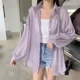 thumbnail image 4 of Mdesiwst Lapel Long Sleeve Transparent Sunscreen Shirt Single Breasted Solid Color Summer Ultrathin Chiffon Shawl Coat, 4 of 7