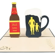 MSYMY Pop Up Card Valentines Day Card,Anniversary Card Birthday Card for Father Husband 3D Greeting Card with Envelope for Father's Day(Beer)