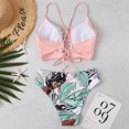 thumbnail image 4 of Daisyyozoid Womens Swimwear Clearance Solid Bikini Strap Bikini Deep V Split Set Two Piece Set Swimming Suit, 4 of 4
