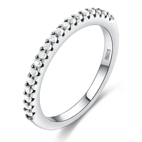 Simple Single Row Zircon Ring With Diamond Inlaid Look Copper Plated Band For Women Size 6 7 8 9 Sleek Finish