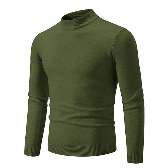 Mens Crew Neck Sweaters Long Sleeve Solid Color Loose Knitted Top for Men Fashion Fall Oversized Pullover Sweatshirt (Green M)