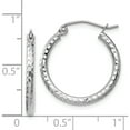 thumbnail image 5 of 14K White Gold Diamond-Cut 2mm Round Tube Hoop Earrings (20 X 2) Made In Peru tc222, 5 of 6