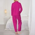 thumbnail image 5 of Disketp Pajamas Set Long Sleeve Sleepwear Womens Button Down Nightwear Pj Sets-Darkmagenta, 5 of 9