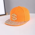 thumbnail image 2 of FUNUONY Caps for Men Blended Fabric Sparkle Denim Hat Snapback Cap Fashion Streetwear Cap Adjustable Visor Hat Curved Brim Baseball Cap Unconstructed Plain Cap Men Women Orange One Size, 2 of 3