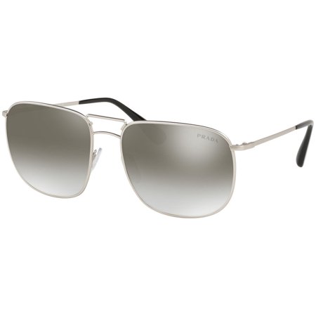 Authentic Prada Sunglasses SPR52T 1AP-4S1 Silver Frames Gray Mirror Lens 60MM
