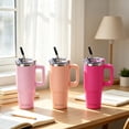 thumbnail image 6 of AQUAPHILE Insulated Tumbler with Leak-proof Lid and Straw, 40 oz Insulated Stainless Steel Coffee Mug with Handle, Travel Coffee Mug，Pink, 6 of 8