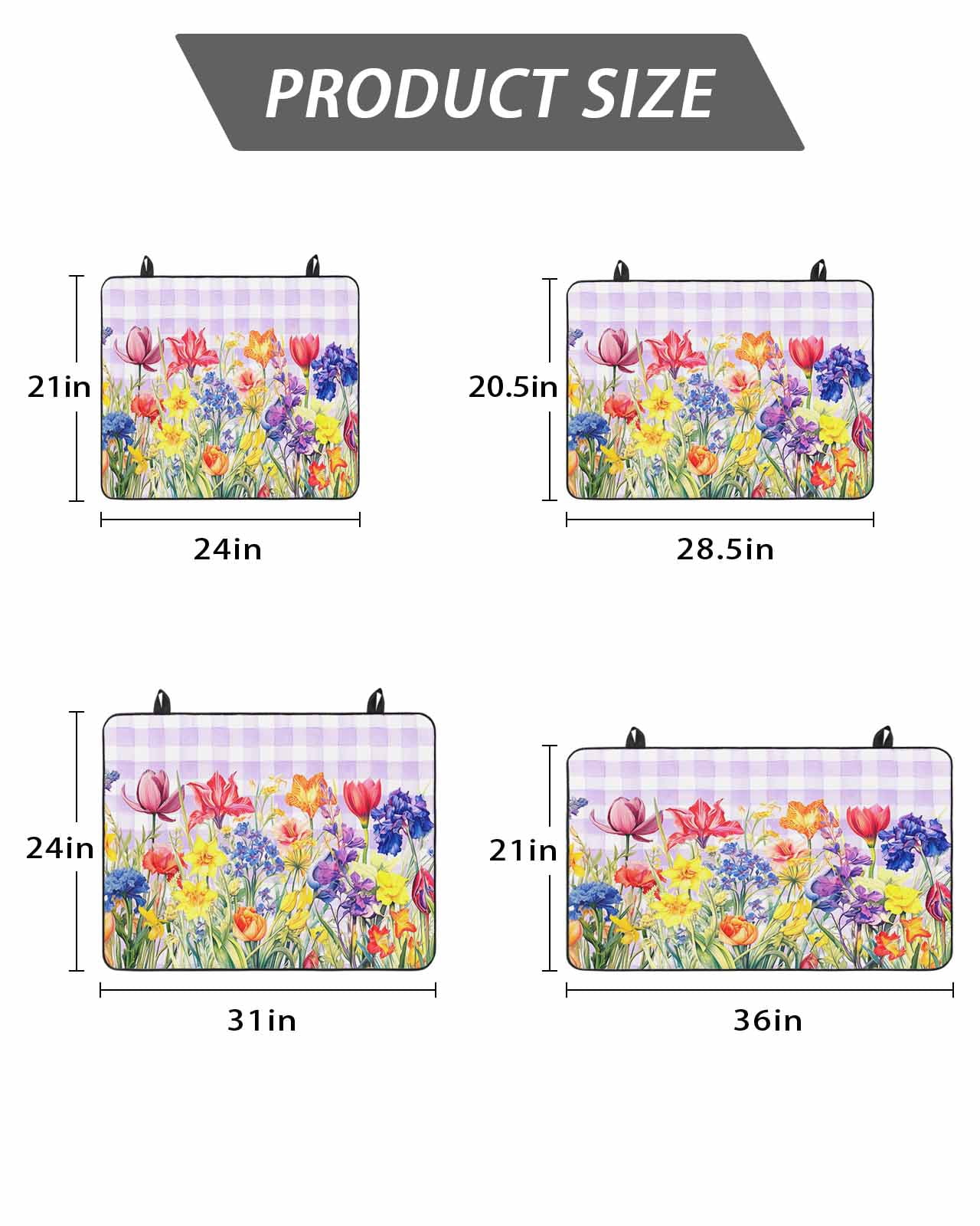 Stove Top Covers for Electric Stove, Purple Plaid Tulip Glass Stovetop Cover Protector, Spring Floral Watercolor Botanical Induction Cooktop Protector Oven Mat for Kitchen Countertop 24"x21"