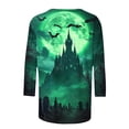 thumbnail image 5 of Jinhomg Halloween T-Shirts for Women 3/4 Sleeve Funny Witch Graphic Tee Shirts Loose Fit Crewneck Daily Shirt Thanksgiving Tops Ladies Holiday Party Gifts Green,XXL, 5 of 6