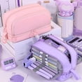 thumbnail image 5 of Large Capacity Multi Compartment Aesthetic Pencil Case For Teens And Adults With Bag Pouch Organizer For Office Supplies (Pink), 5 of 5