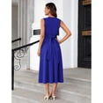 thumbnail image 3 of EASYBRA Women Sleeveless Tie Waist A Line Midi Work Dress Elegant Flowy Cocktail Party Dress with Pockets, 3 of 6