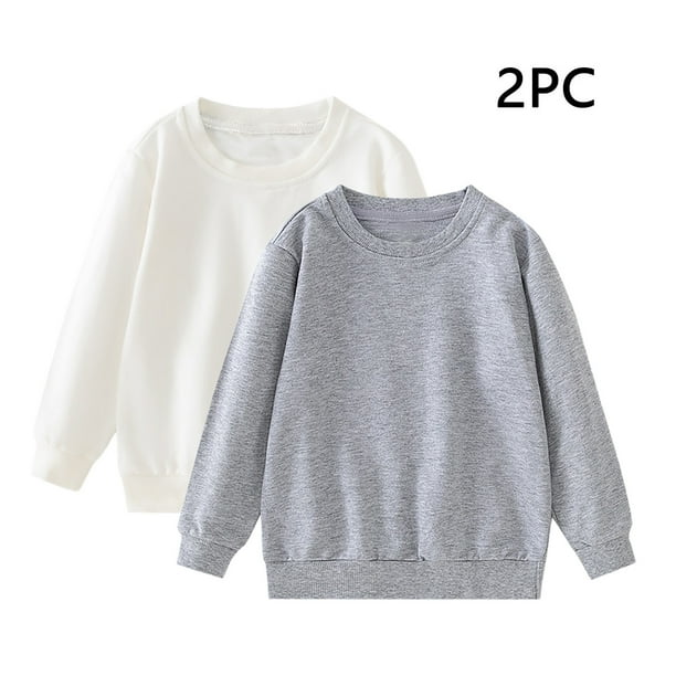 Cowsor Unisex Kids Solid Cotton Thin Pullover 2PC Sweatshirt T-Shirt Toddler Baby Crewneck Long Sleeve Tshirts Tops Blouse