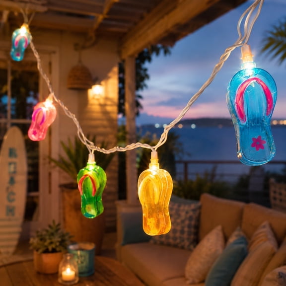 Northlight Flip Flops Indoor Outdoor Patio Light Set - Multicolor - 7.5' White Wire - 10ct
