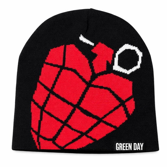 Green Day Jacquard Ribbed Knit Beanie Hat Black | Officially Licensed Merchandise