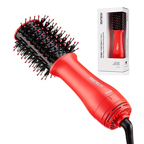 Izutech TORO Portable 2-IN-1 Hair Dryer with Volumizing Brush (Coral Red)